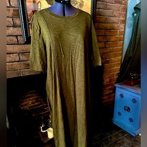 Chico’s olive green t shirt midi dress size 3